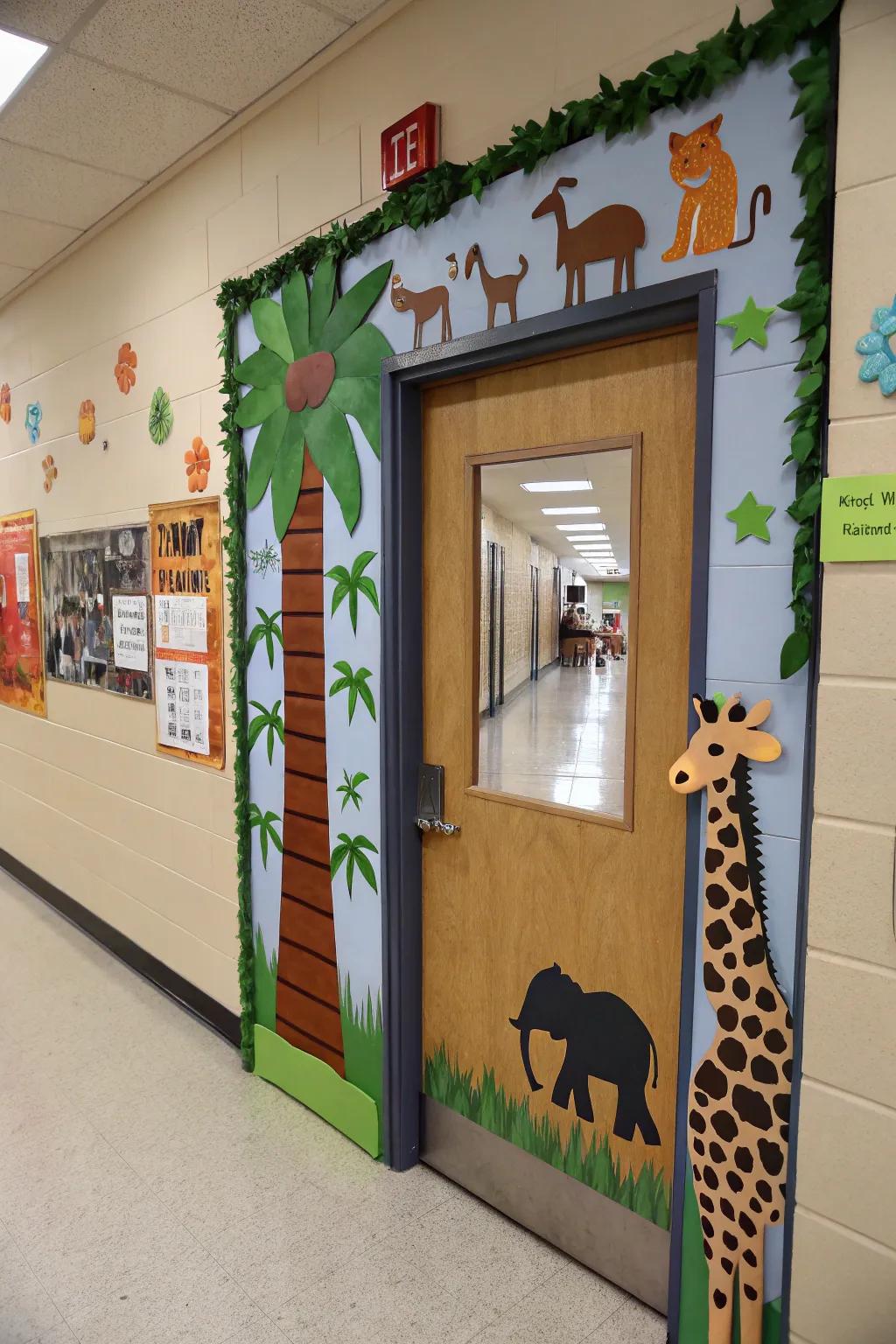 A lively creature kingdom-themed academic entrance.