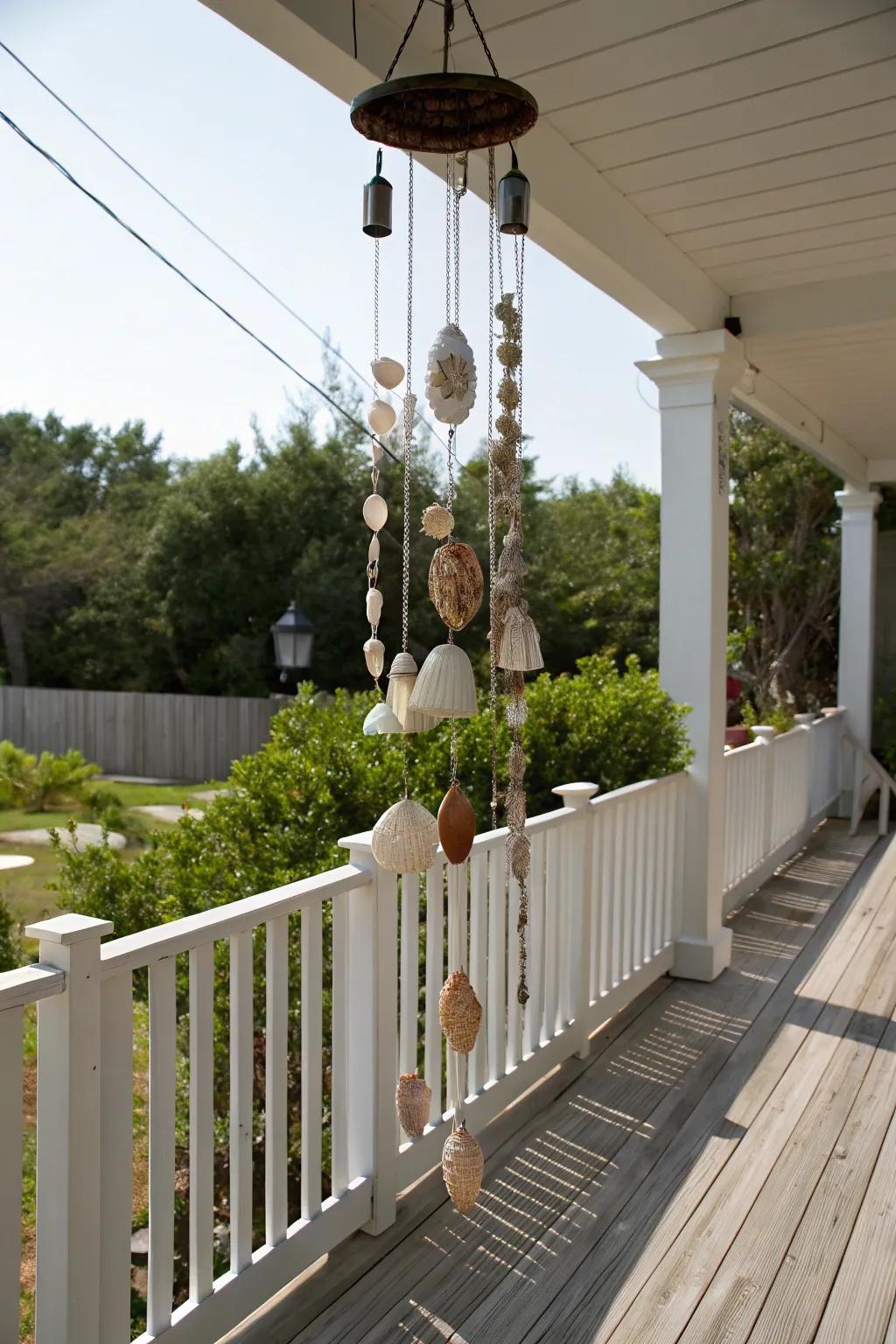 A seashell breeze chime channels the calming melodies of the sea to your abode.