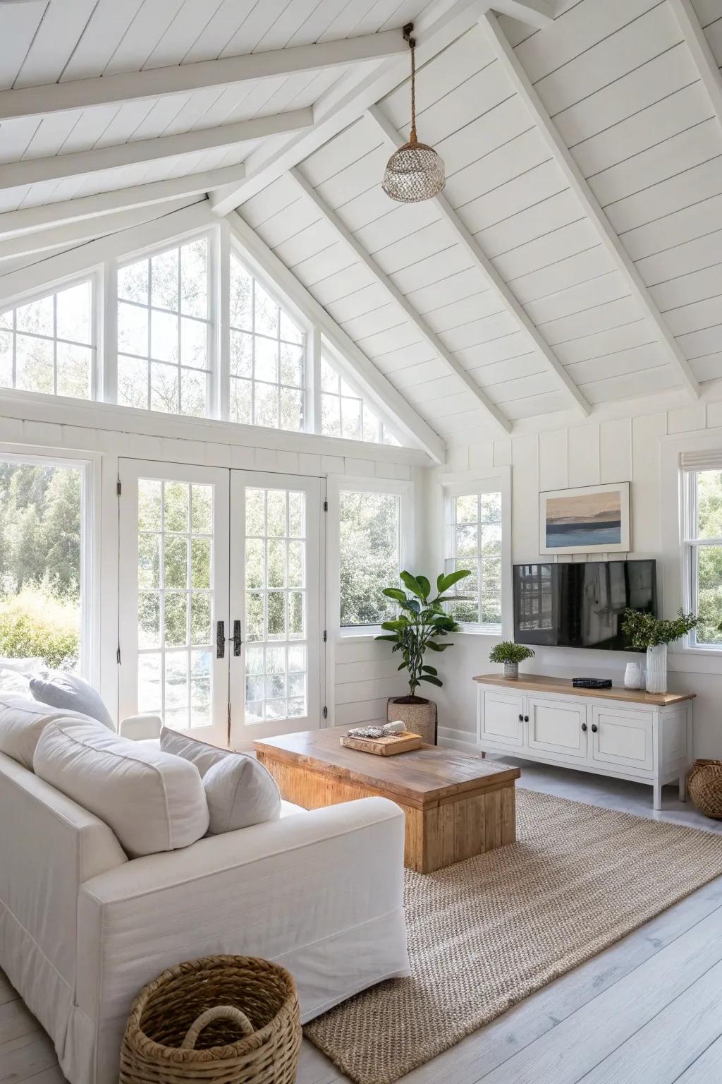 A light color palette enhances spaciousness within the living room.