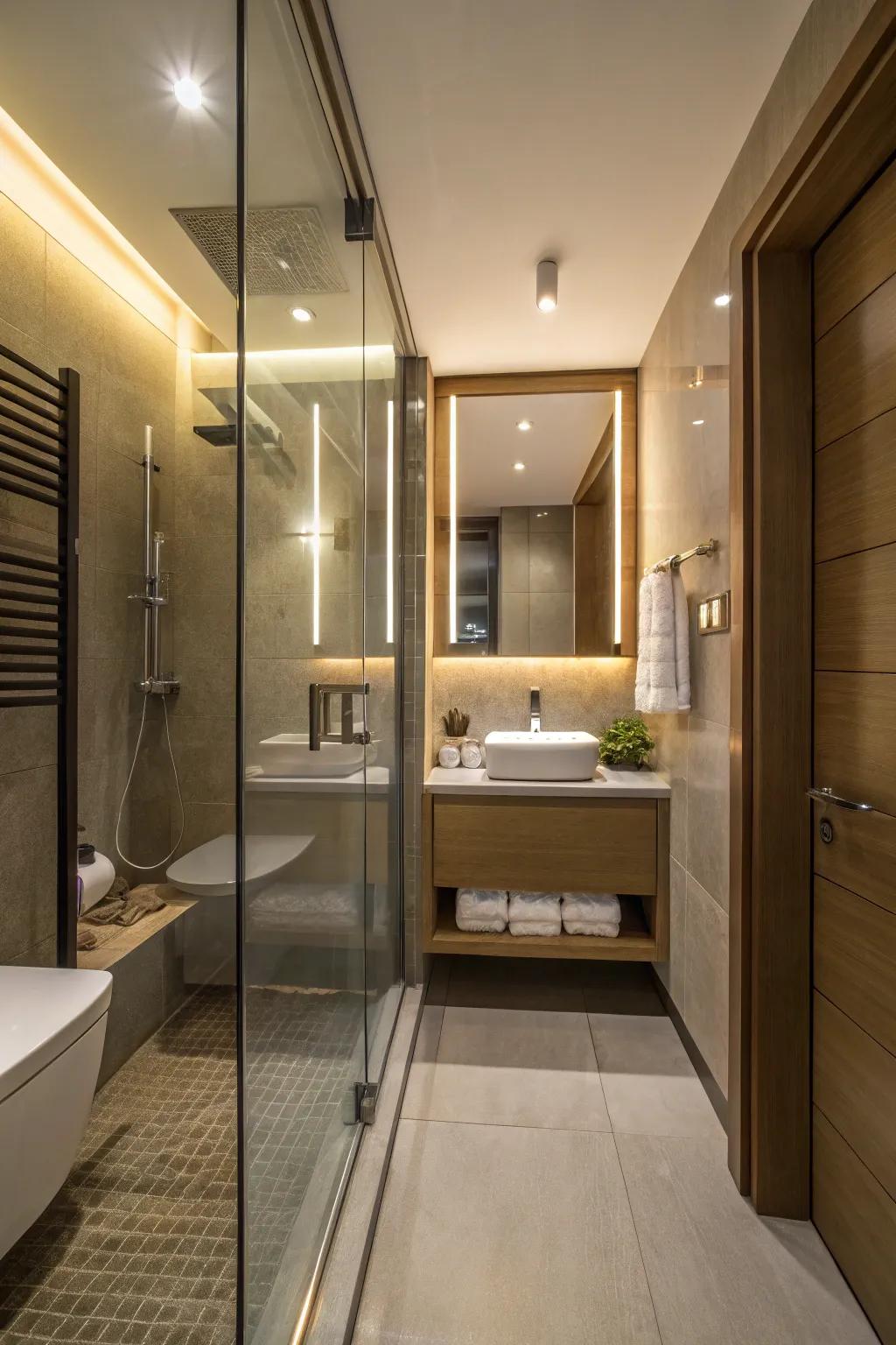 Glass panel doors blend light, style, and efficiency.