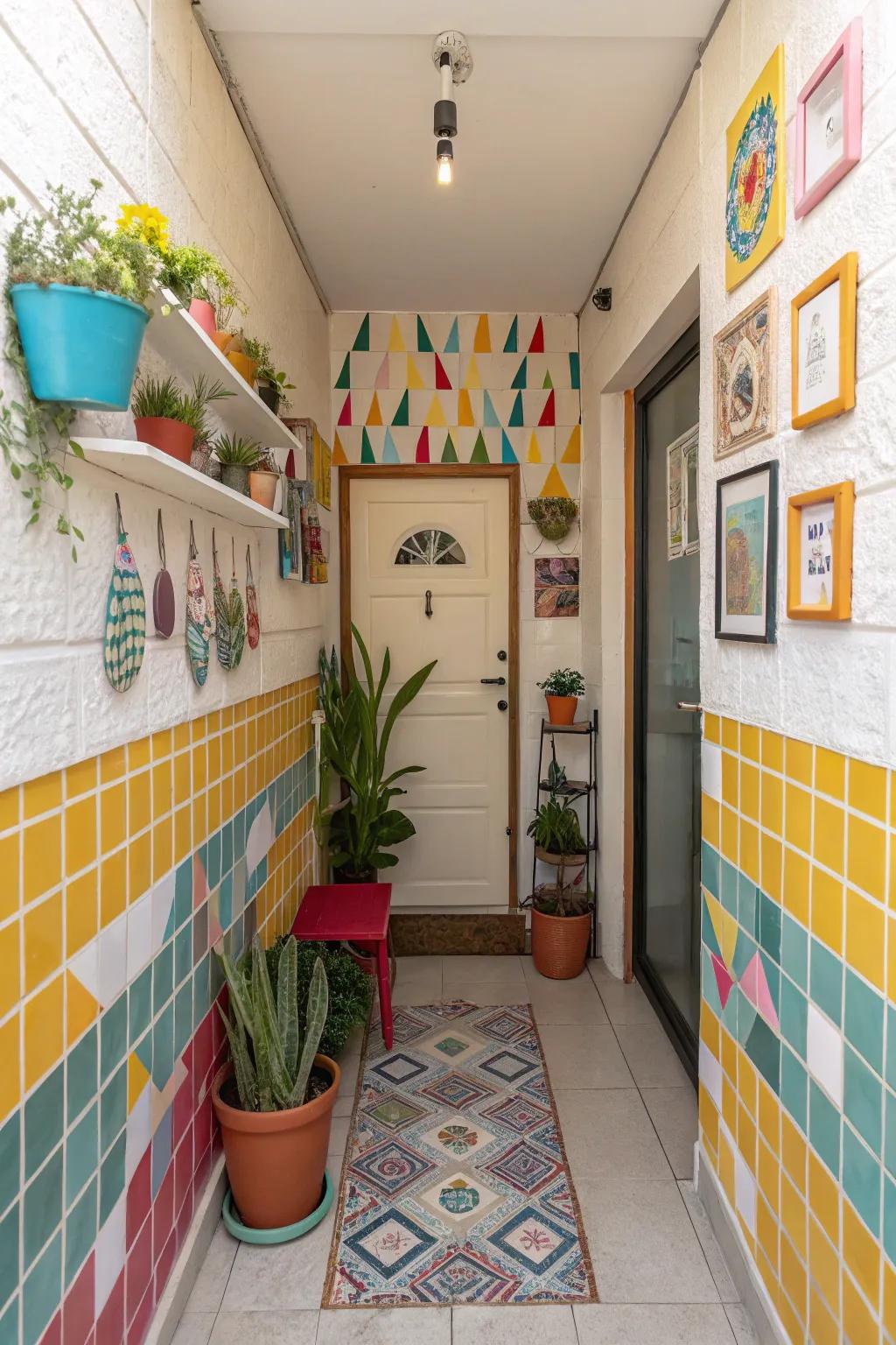 Energetic Entryway with Cheerful Colorful Touches