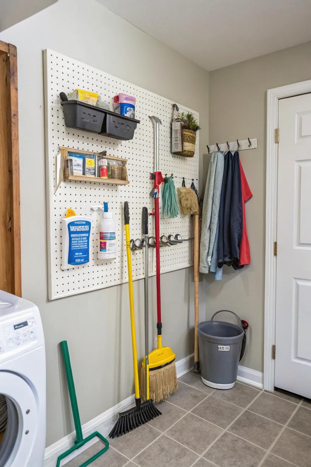 Pegboards add efficiency and order to small spaces.