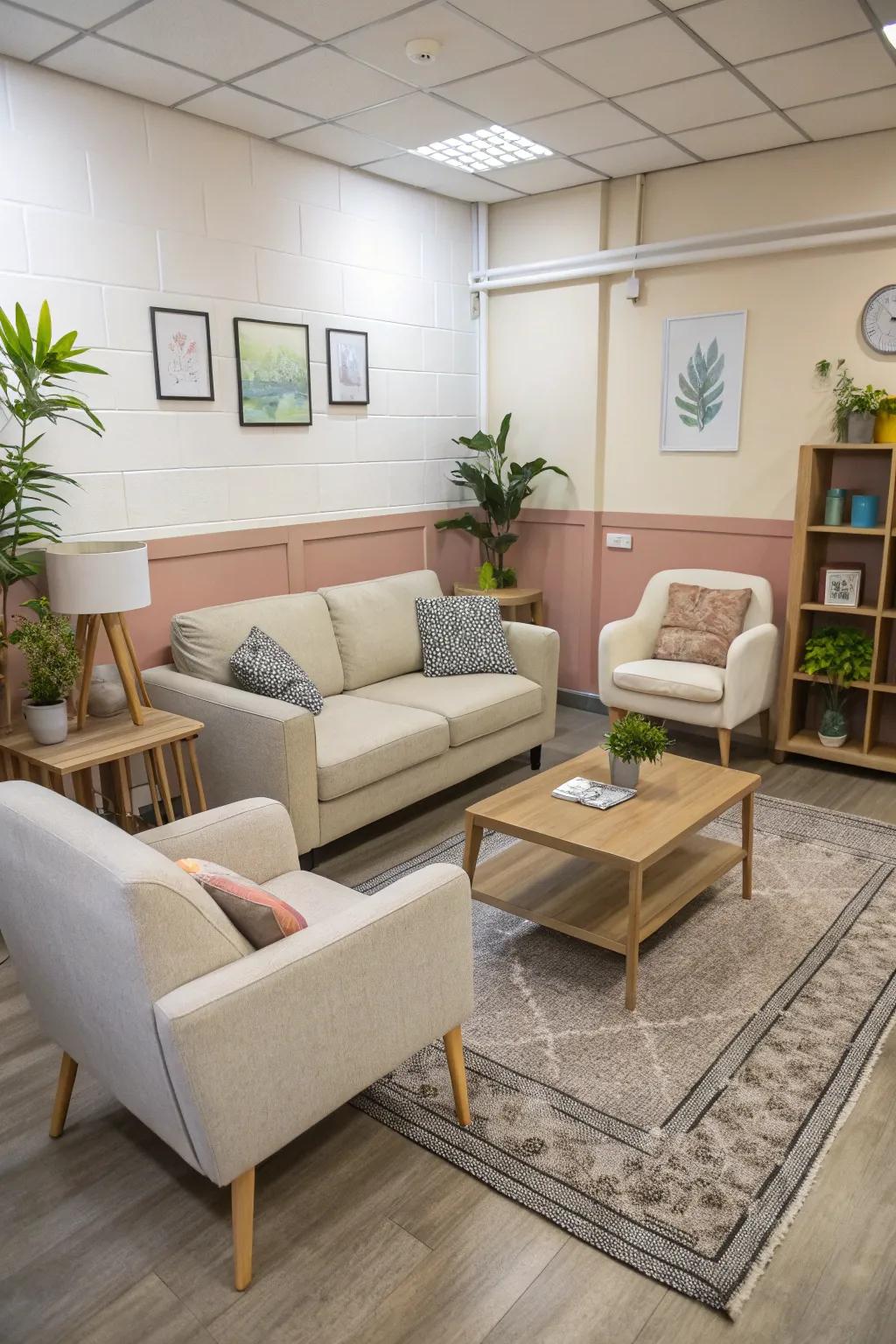 Configurable furniture adapts to the salon's needs.