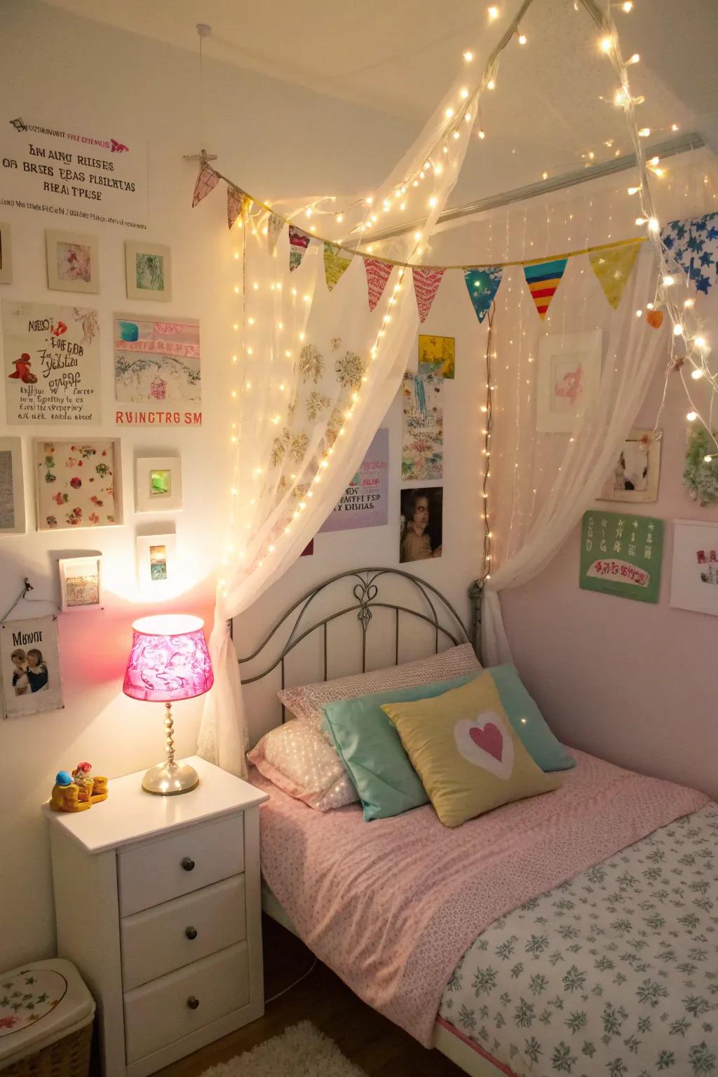 Whimsical touches transform the room into a magical retreat.