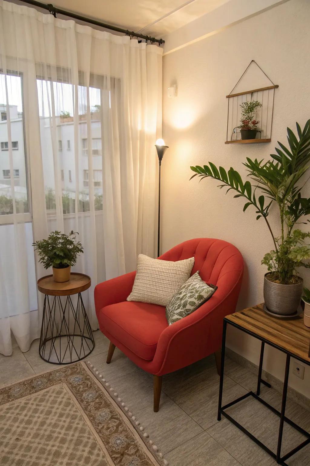 A splash of color can energize and enliven a small space.