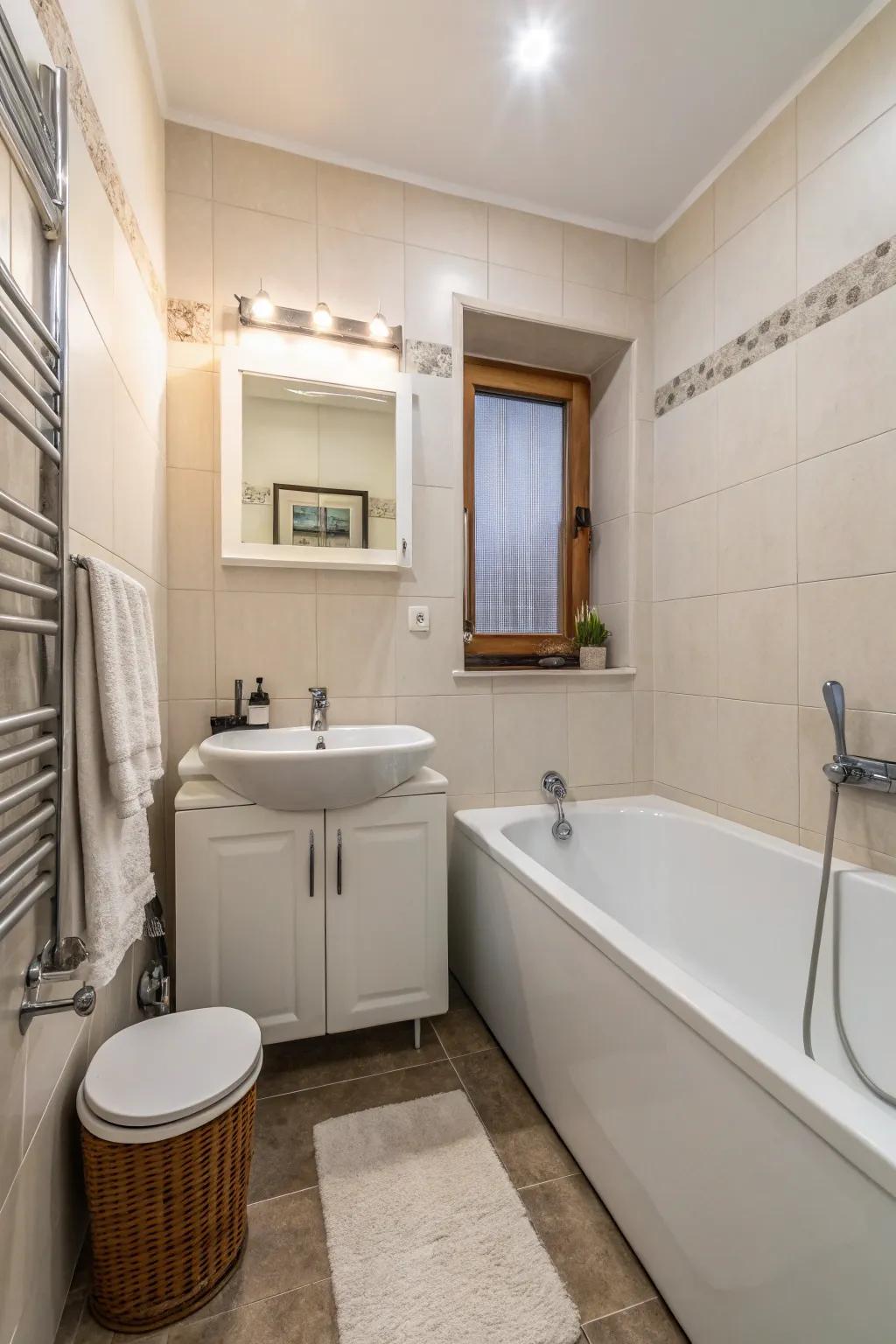 Small bathing tubs bring luxury in limited space.