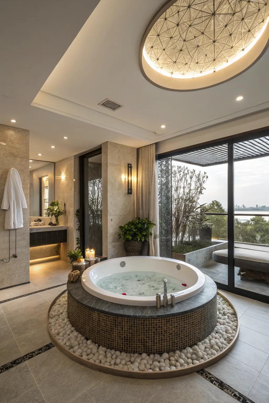 A modern tub design can be a striking centerpiece.