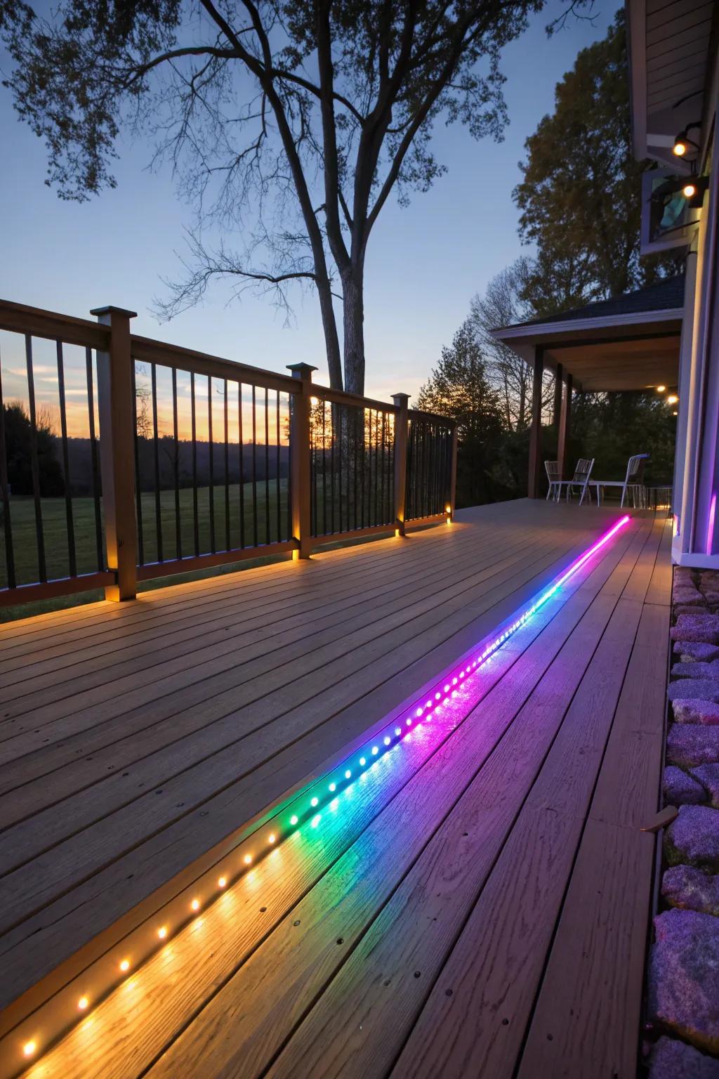 Vibrancy and life are brought to your deck by LEDs that change color.