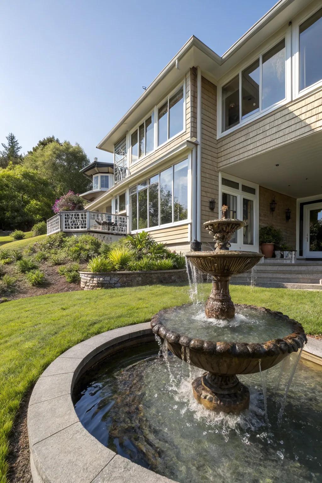 An aqua feature infuses tranquility and elegance.