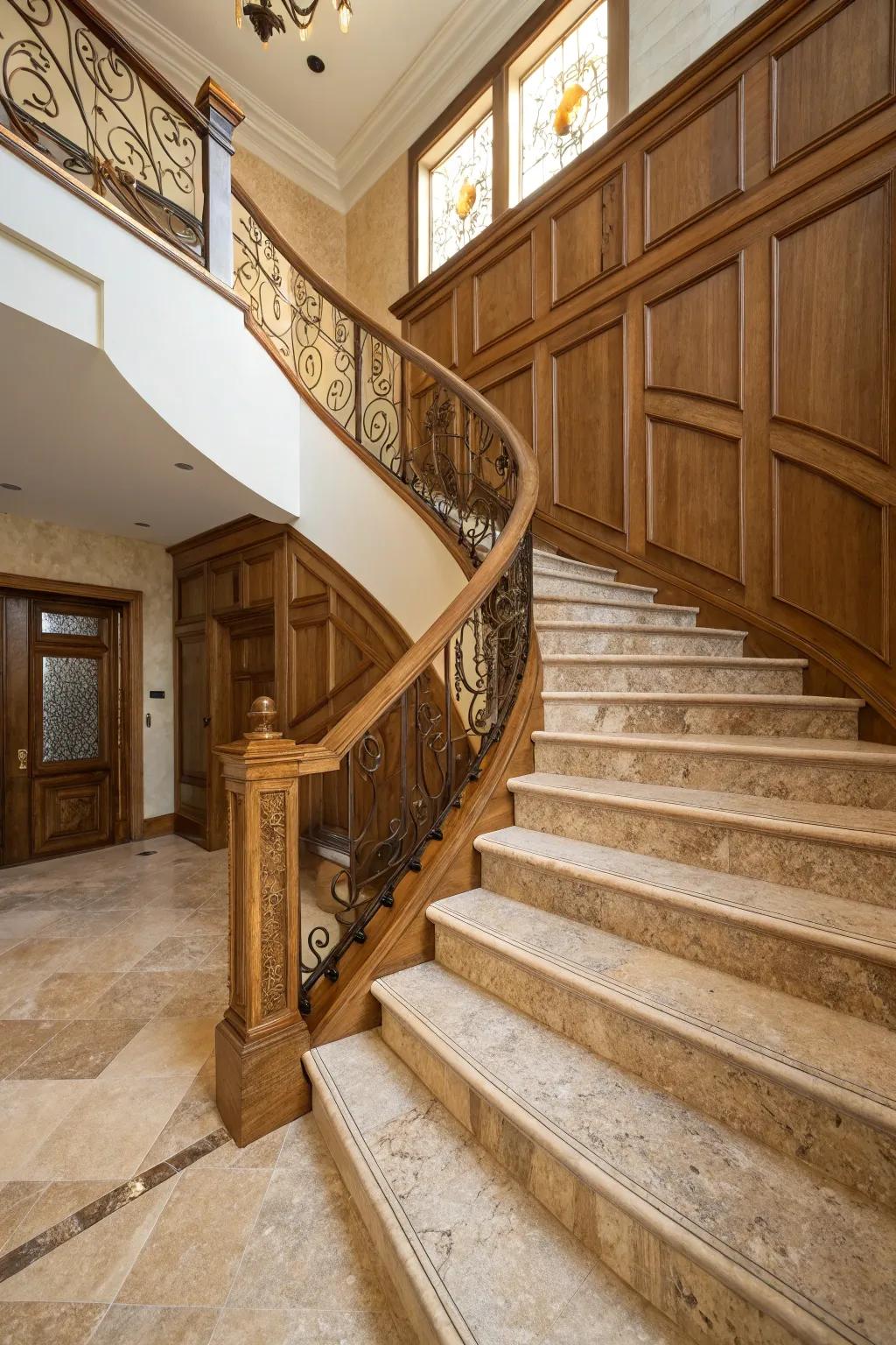 Natural stone panels bring luxury and elegance.