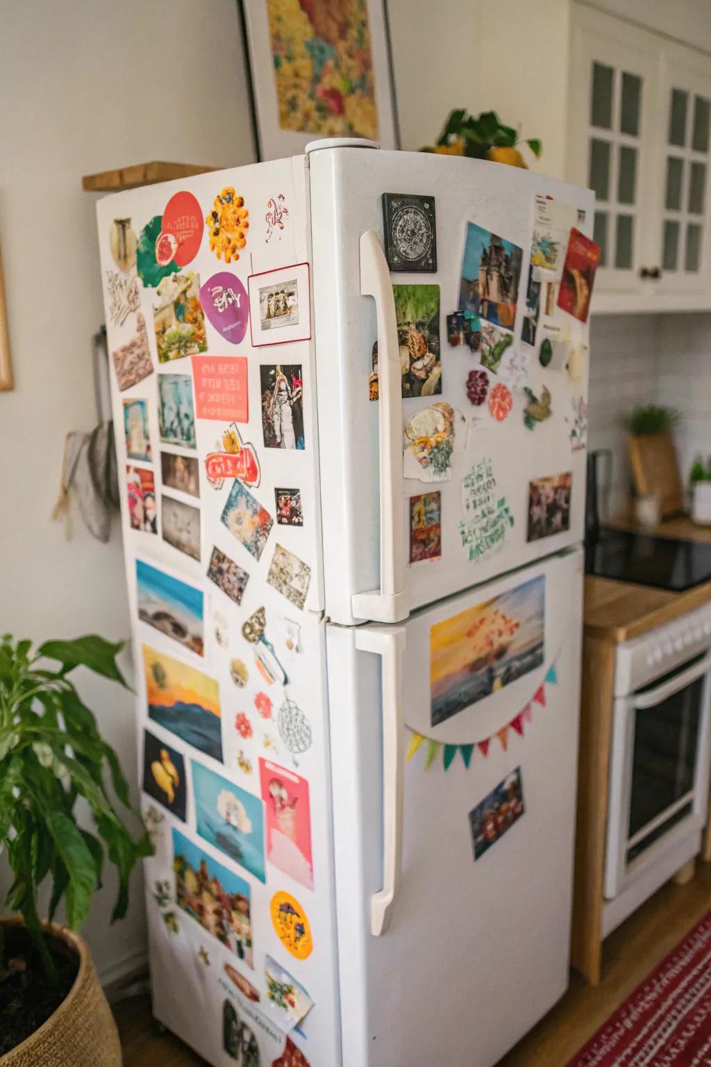 Transform your fridge into a personal art gallery with creative stickers.