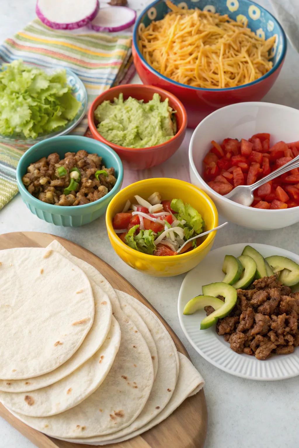A lively and interactive create-your-own taco bar.