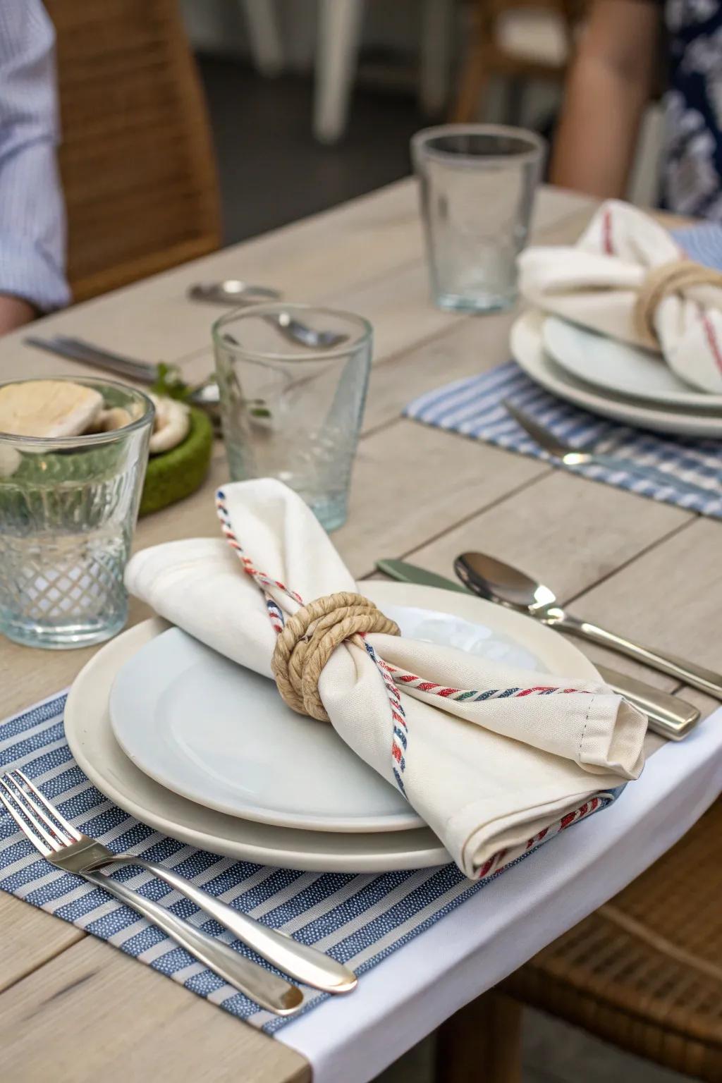 Simple knotted napkins to achieve a relaxed vibe.