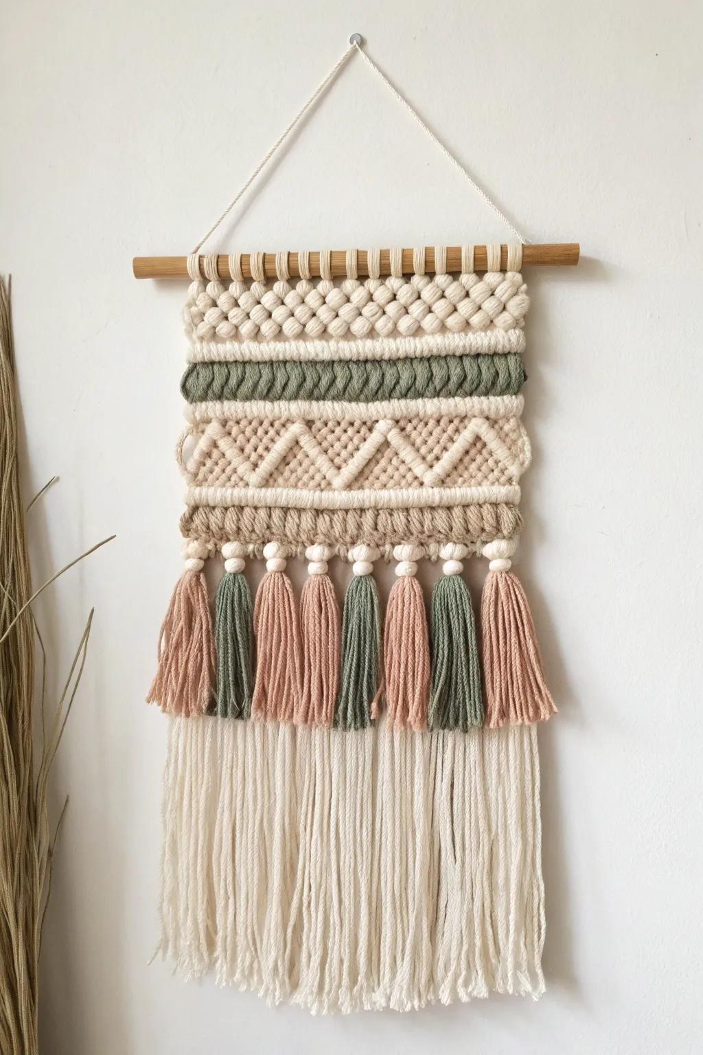 Elevate your space with a handcrafted boho wall hanging, where simplicity meets artistic flair.
