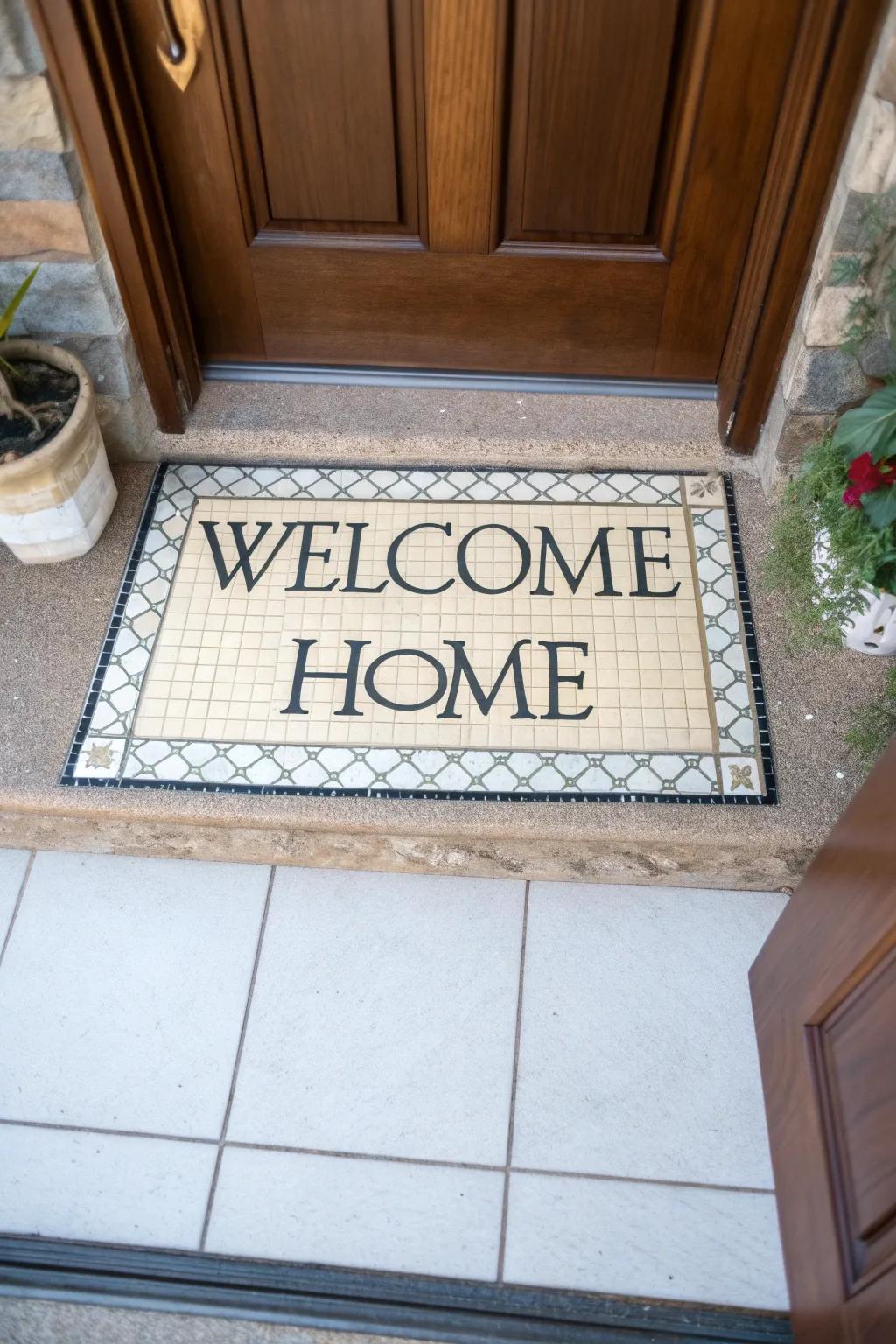 Inspire positivity with worded tile mat designs.