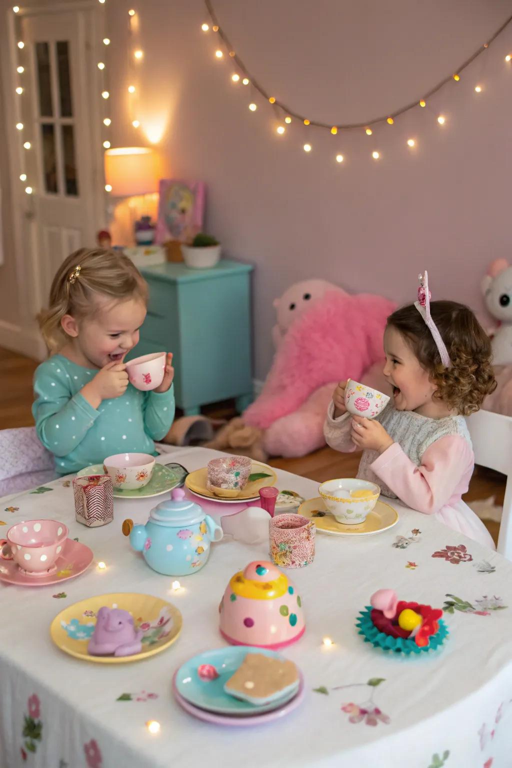 A toddler tea party engages children with magical play.