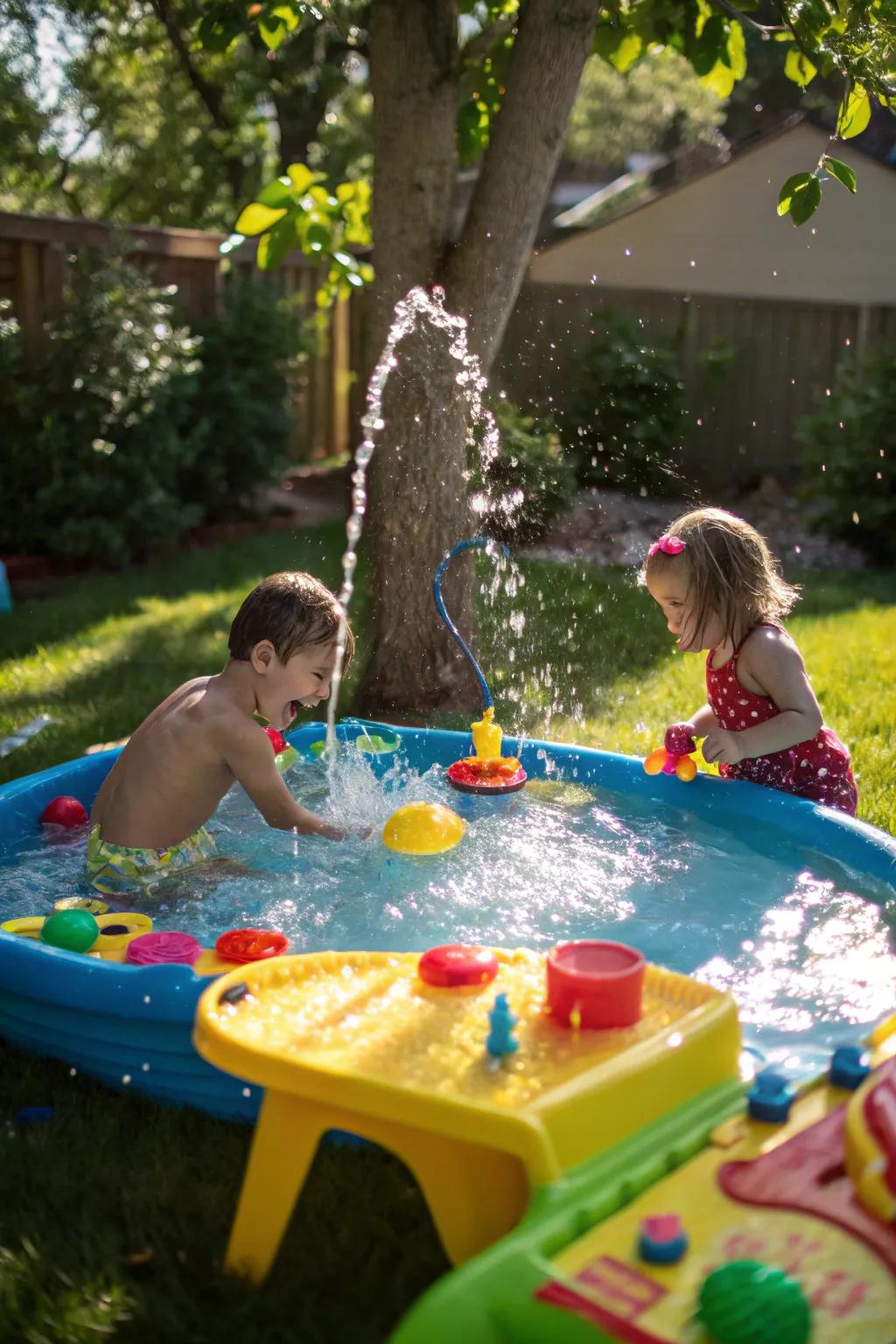 Splashing fun and learning with a water play table.