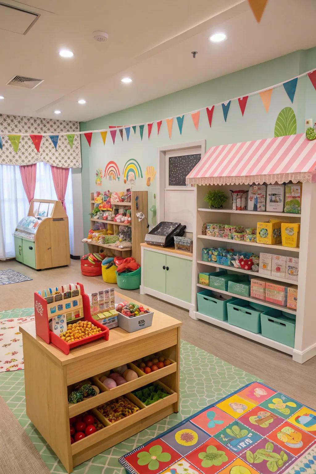 Pretend play zones fuel imaginative storytelling and amusement.