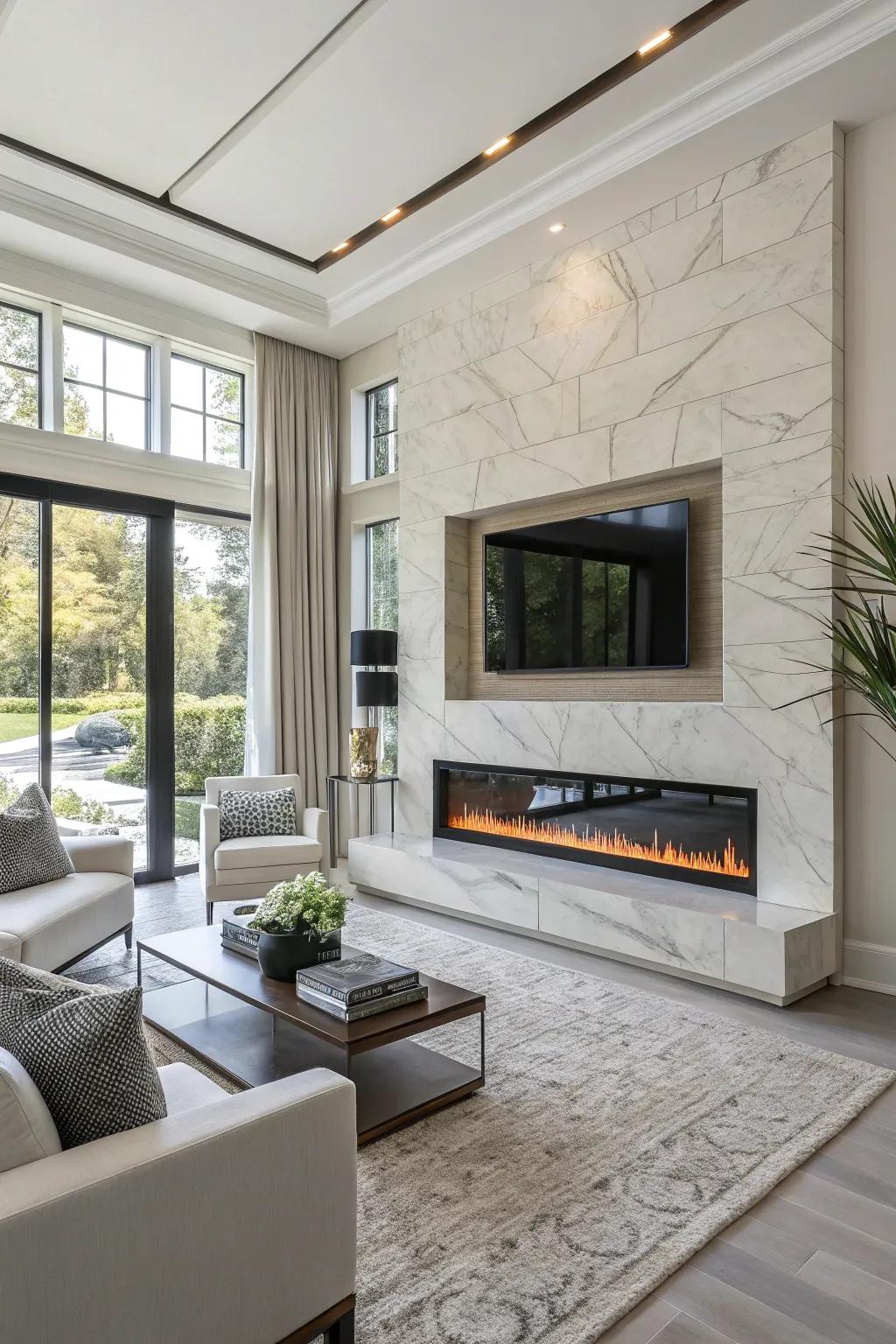 Contemporary hearth walls deliver chic design solutions.