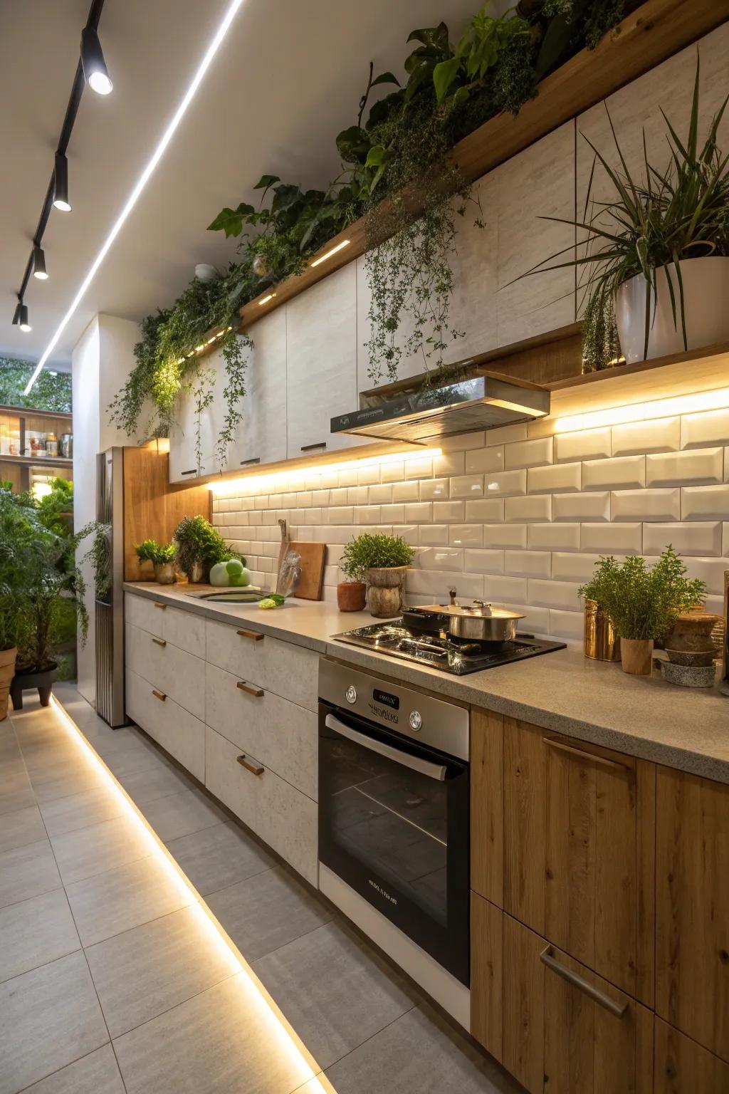 Eco-friendly LED lights illuminate your kitchen efficiently and sustainably.