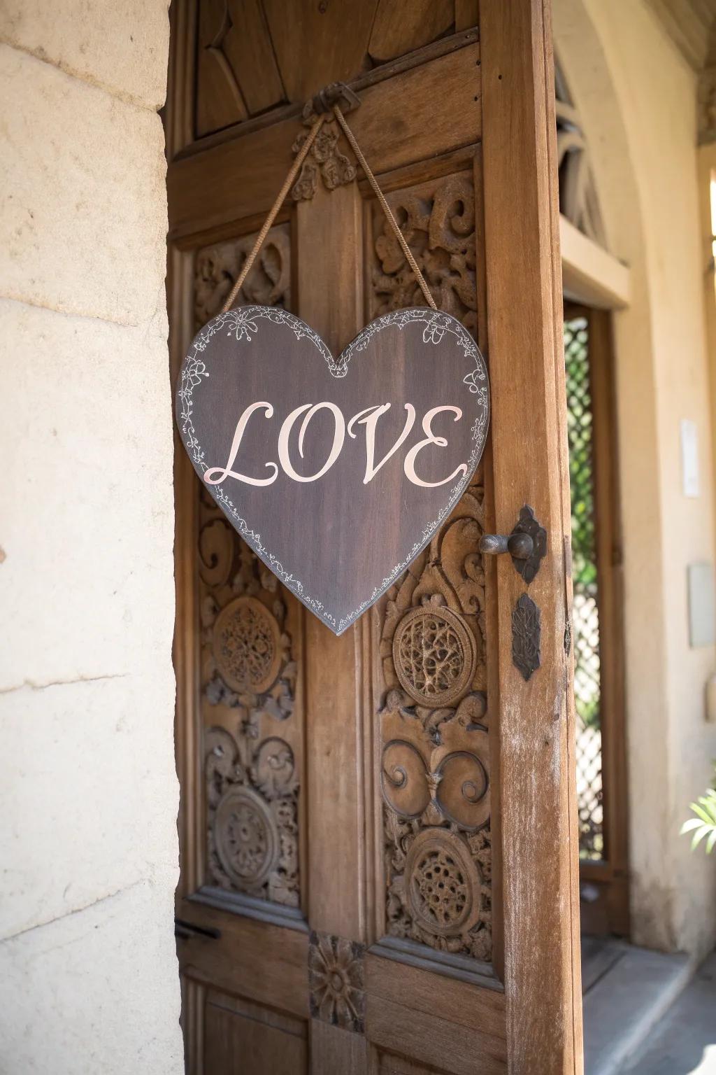 A love quote sign adds a heartfelt message to your Valentine's decor.