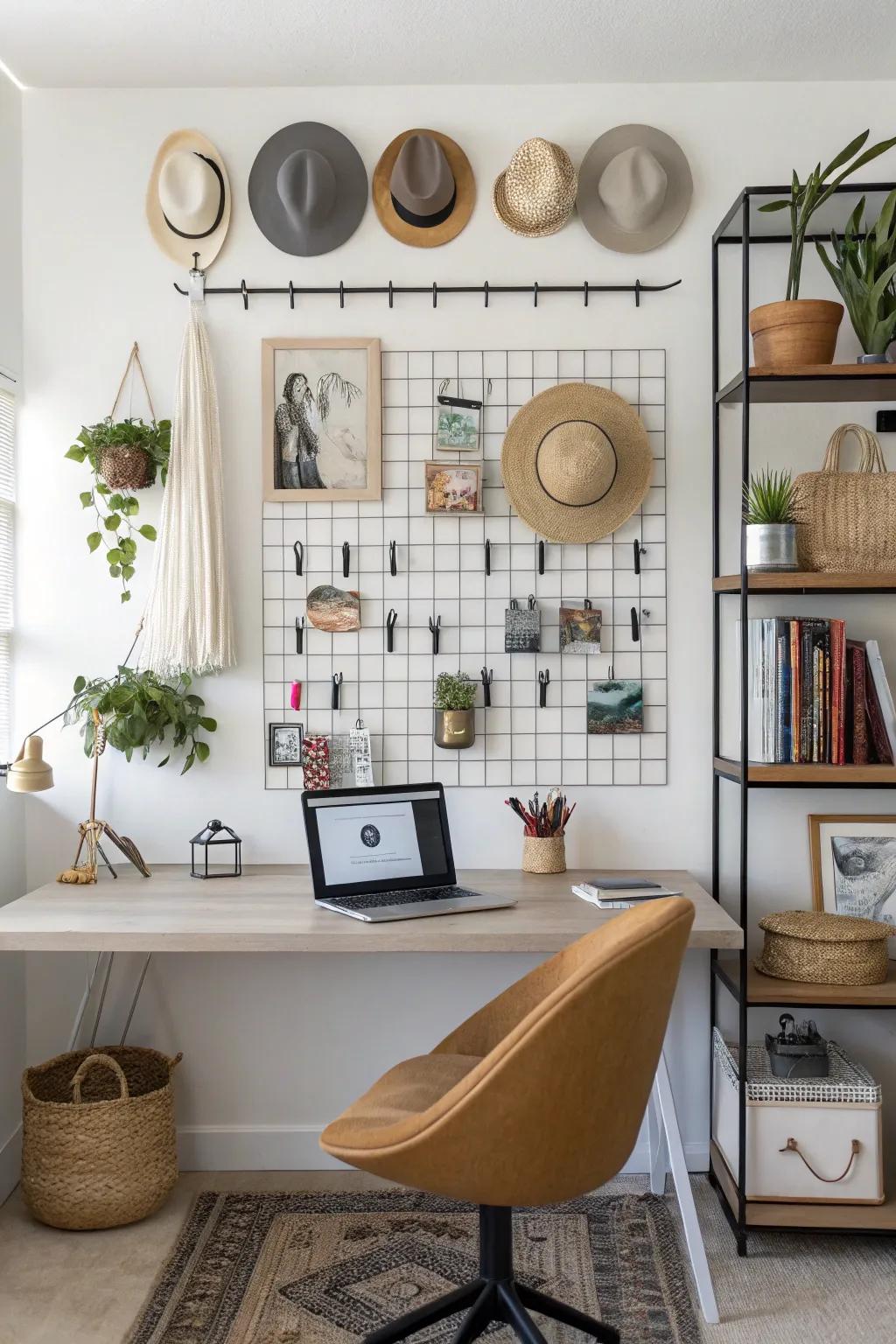 A diverse headwear display employing diverse media techniques.