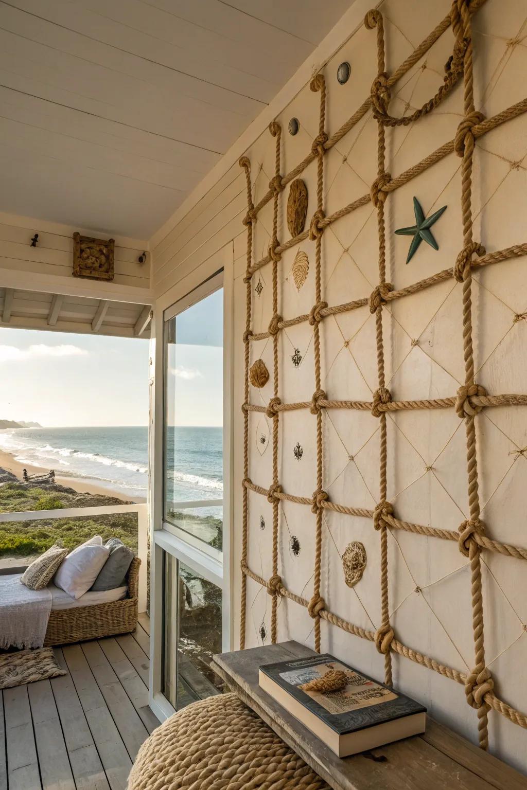 Cable textures enhance coastal-themed interiors beautifully.