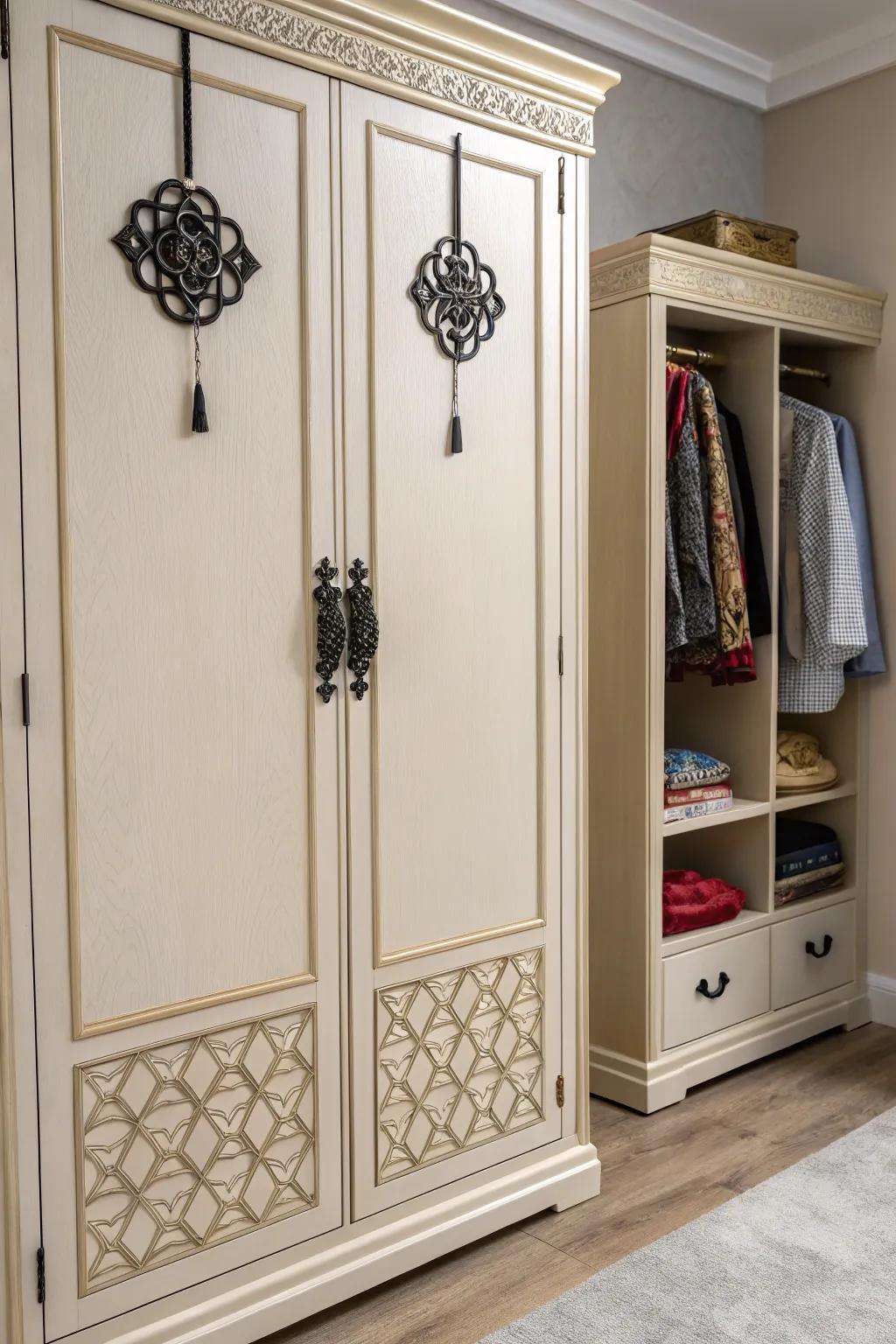 Decorative pulls imbuing individuality into the wardrobe.