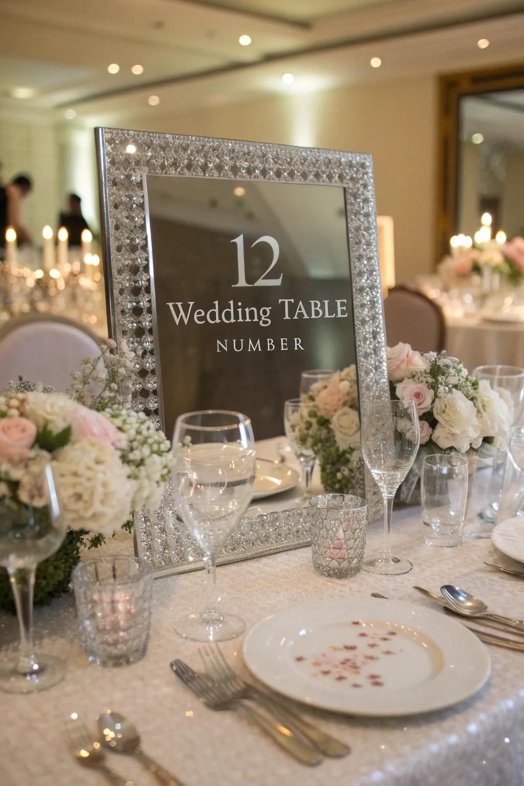 Mirrored table numerals introduce an elegant touch to your decor.
