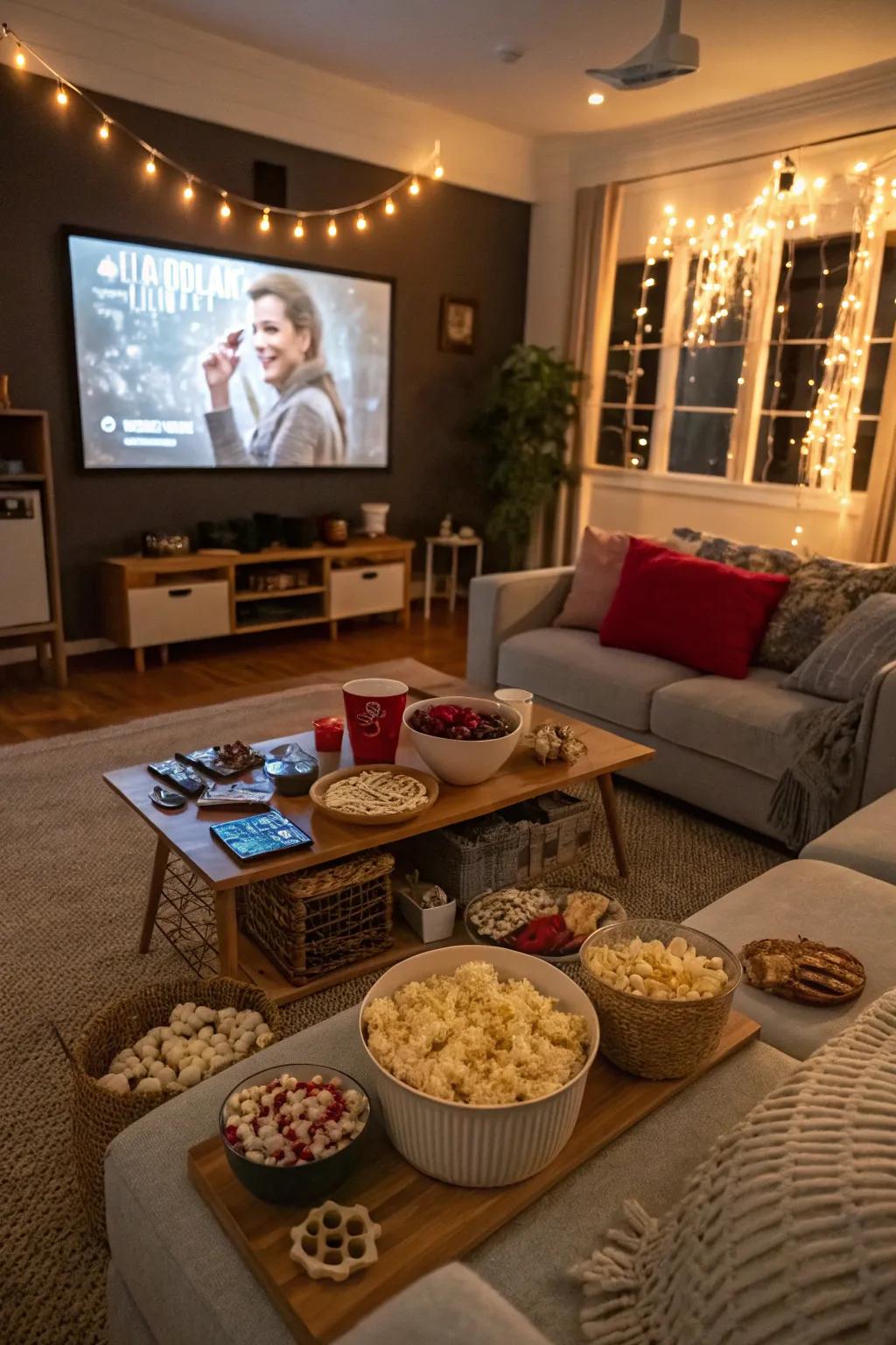 A cozy movie night brimming with charm.
