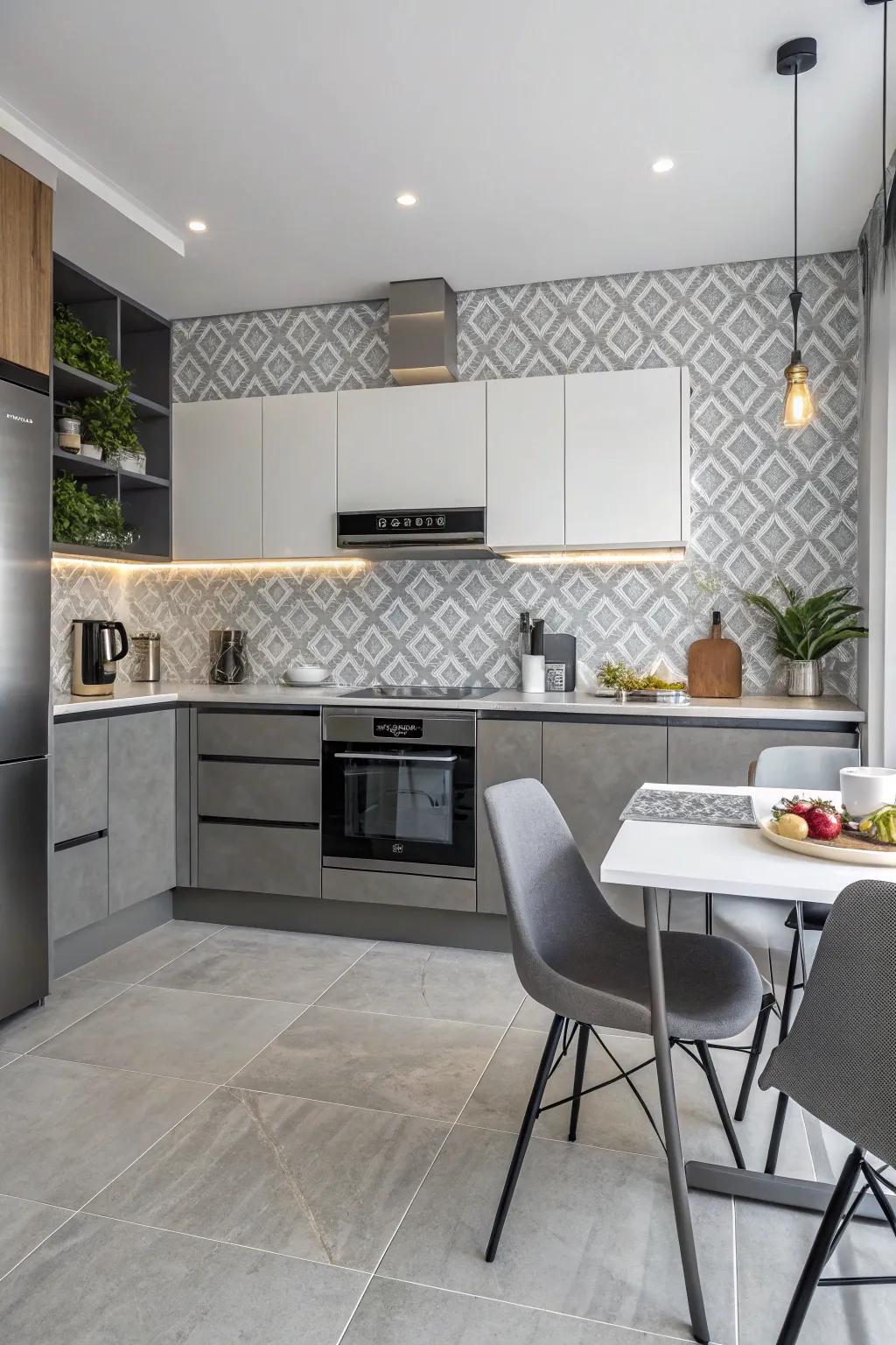 Textured wall panels add dimension and interest.