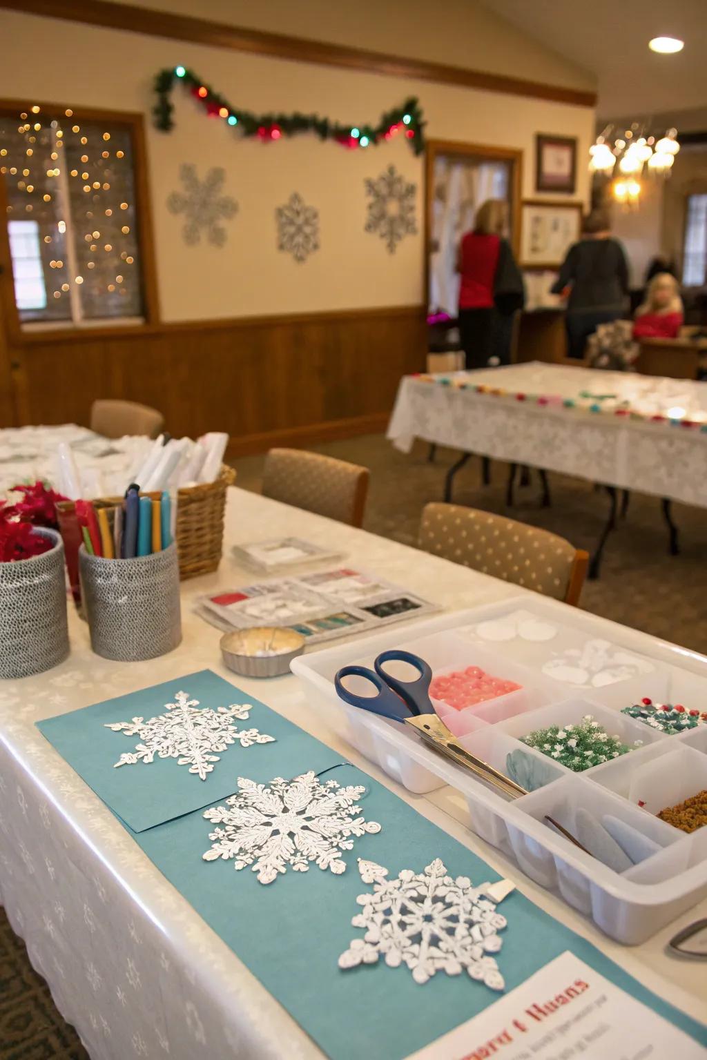 A craft station transports interactive fun to your winter wonderland.