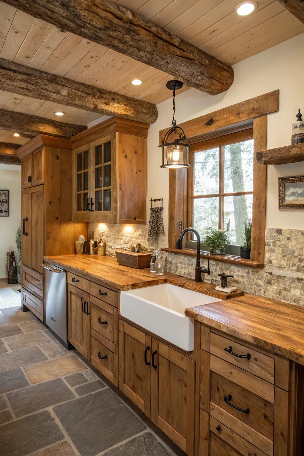 End grain counters spotlighting distinctive texture and strength.