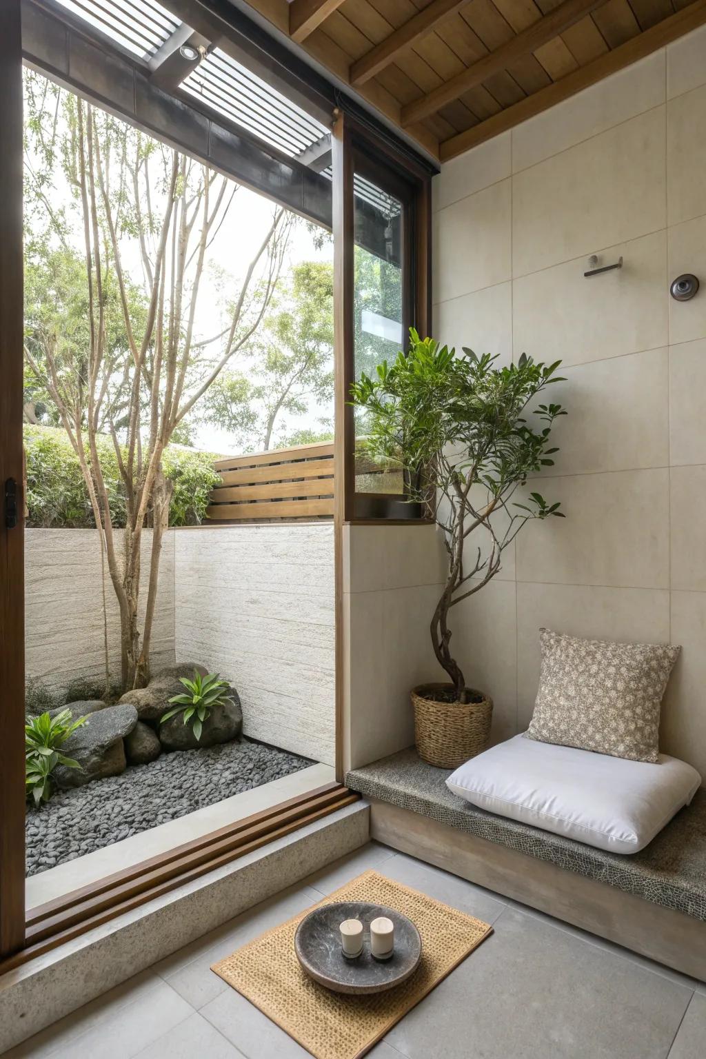 A zen nook gives a personal area for thought and tranquility.