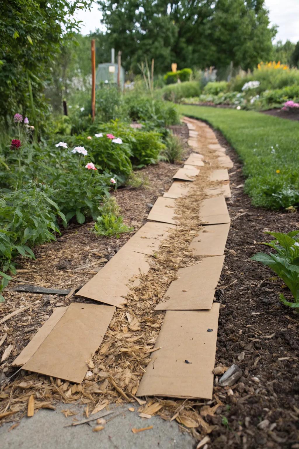 Cardboard is an earth-friendly solution for weed control.
