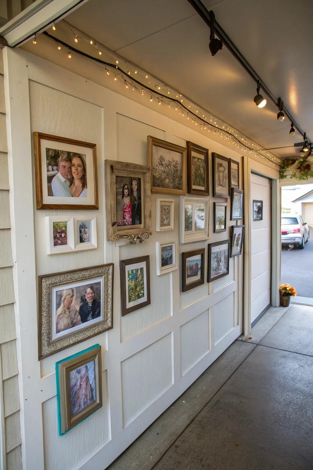 Family photos add a personal and welcoming touch to your garage.