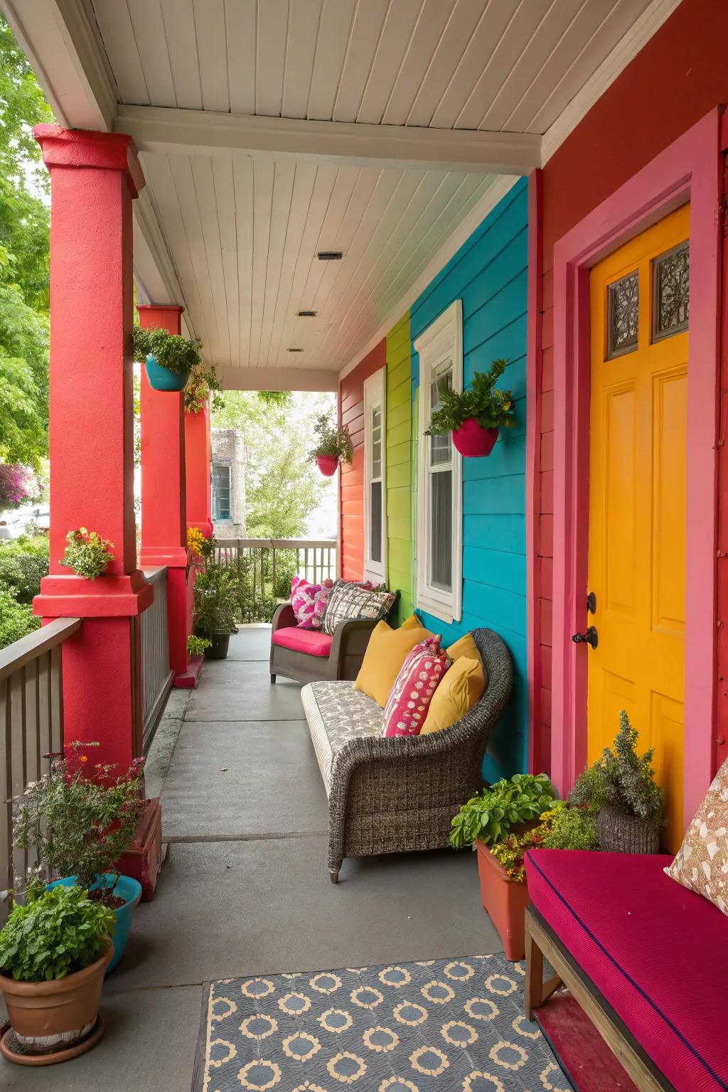 Hue partitioning imparting a modern flair to the porch.