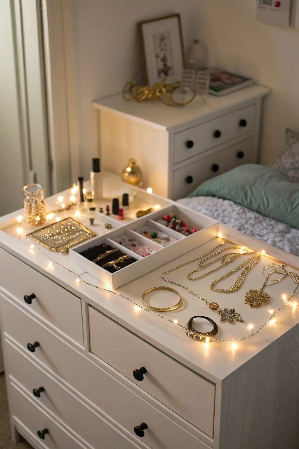 Add a touch of sparkle to your dresser display.