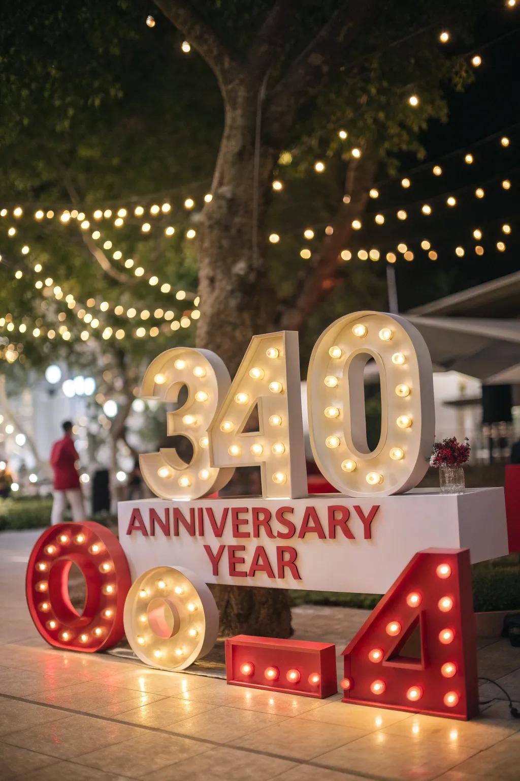 Highlight the landmark with an anniversary year showcase.