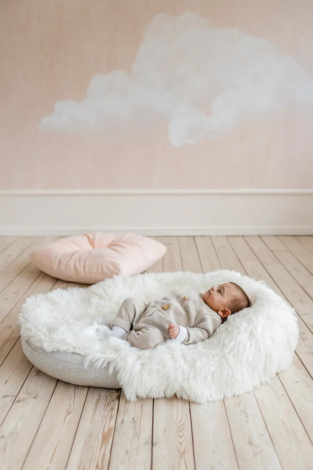 Floating on Cloud Nine: With a minimalist and dreamy picture, capture the tranquility of your child's dreams.