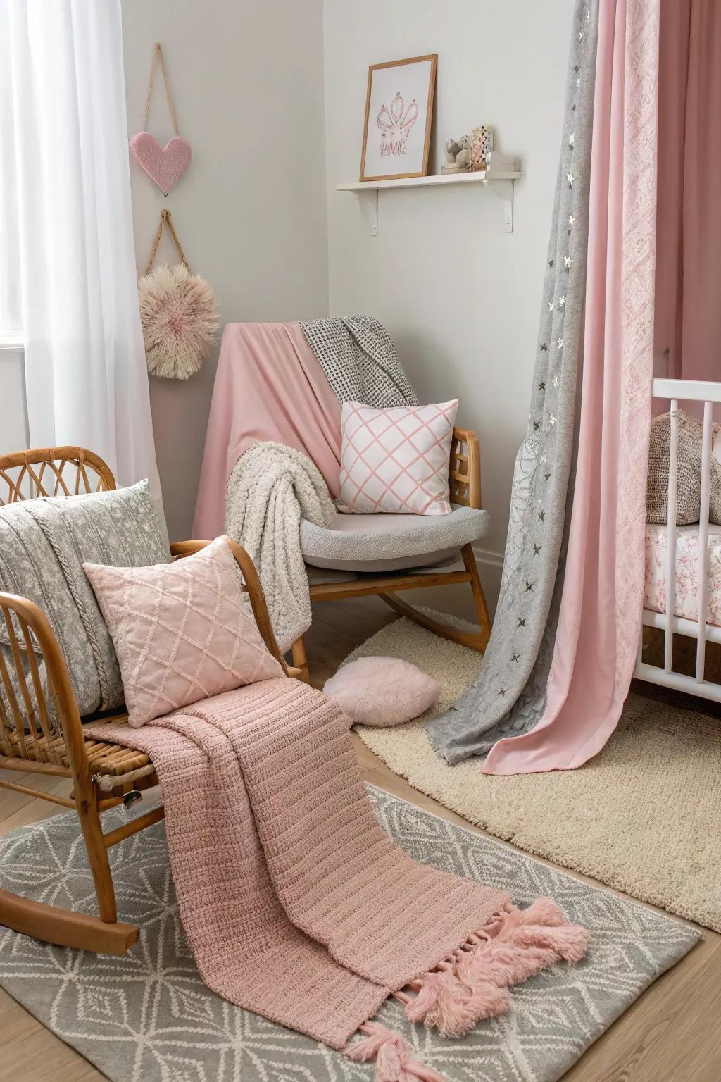 Layered textiles add warmth and comfort to the nursery.