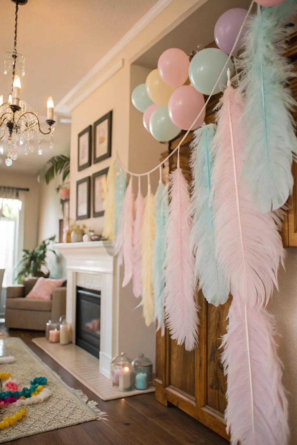 Add a whimsical touch with delicate feathers.