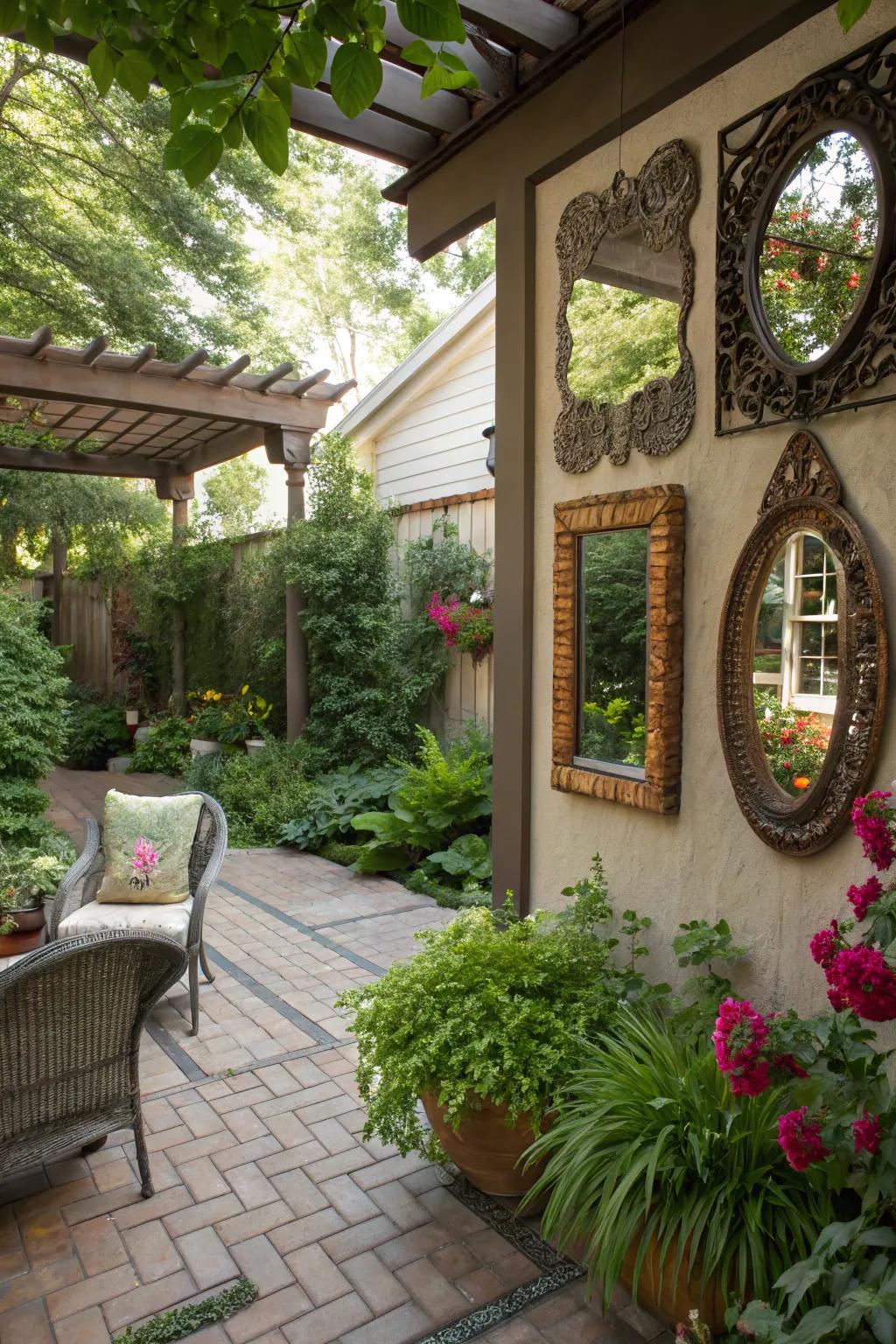Mirrors can heighten expanse and luminance across your patio.