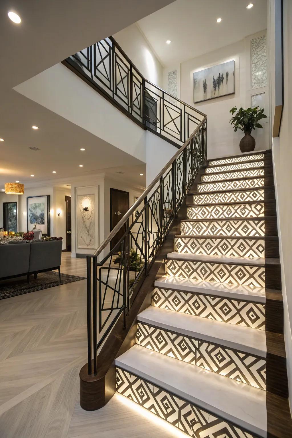 Artistic flair is evident with shape-based design railings.