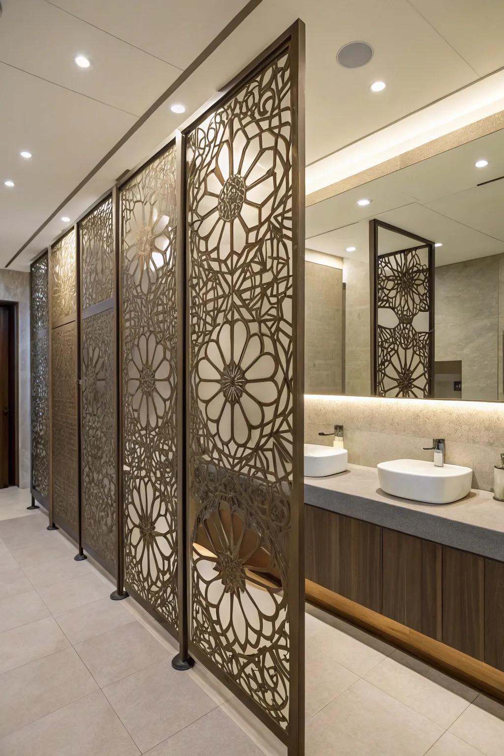Laser-cut metal panels offer sophistication and intricate design.