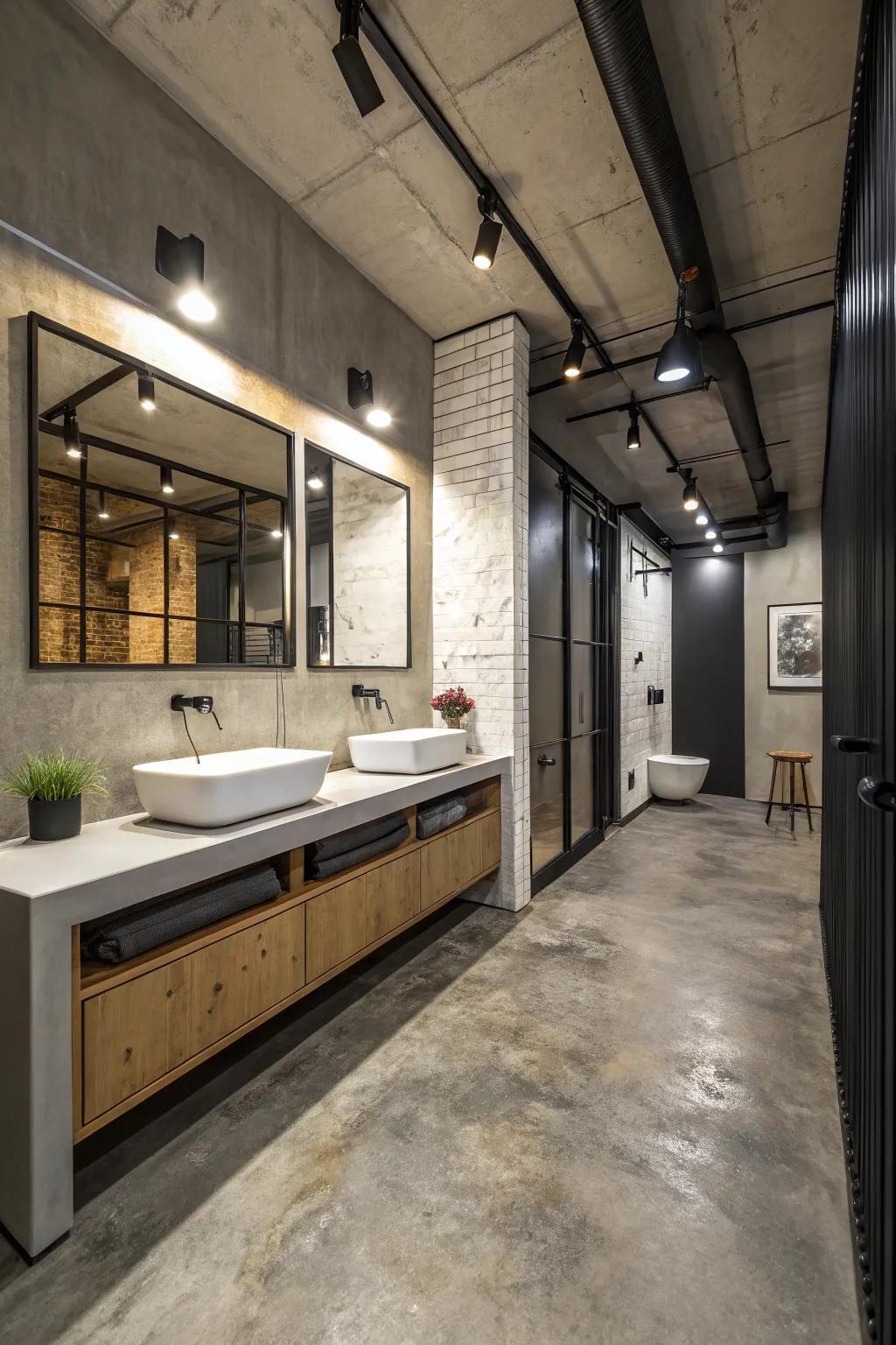 Achieve a modern look through industrial solid surface.