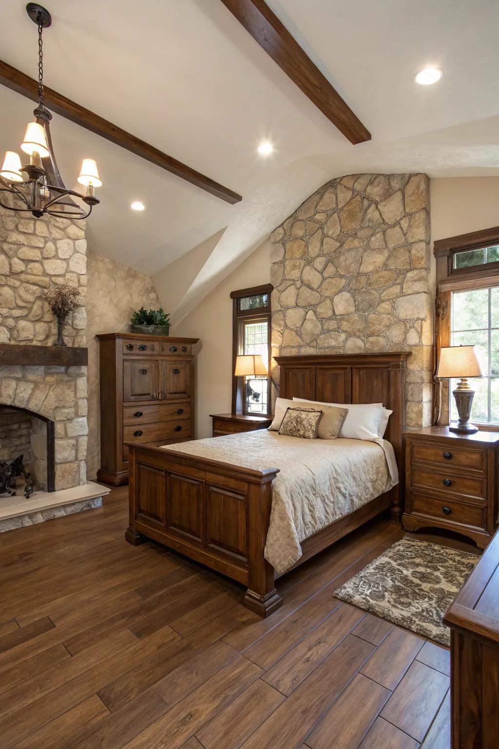 Organic materials design a calming and natural bedroom setting.