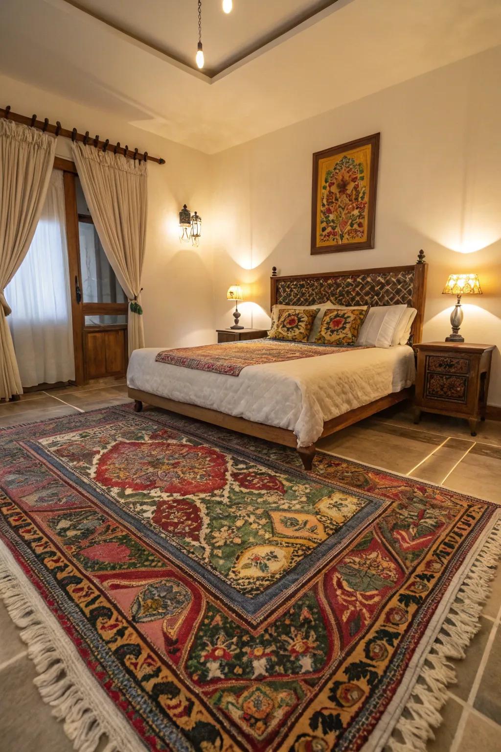 Artisan crafted rugs add warmth and texture.