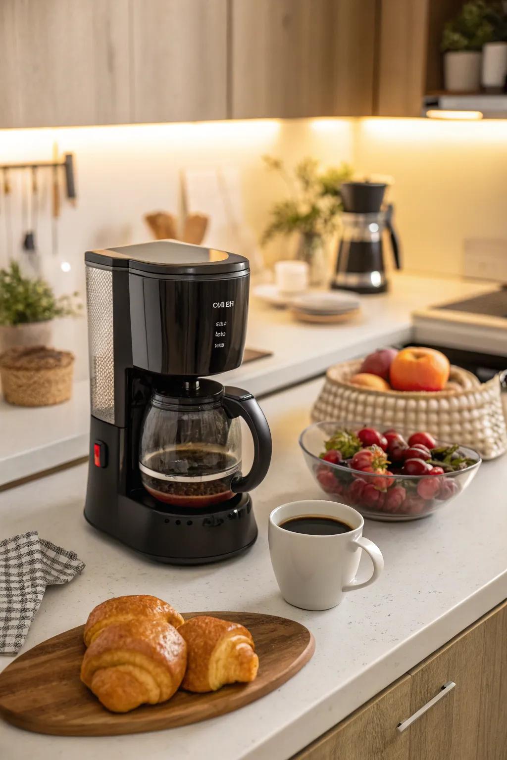 An intelligent coffee maker brews the perfect cup, adding convenience and luxury to everyday morning routines.