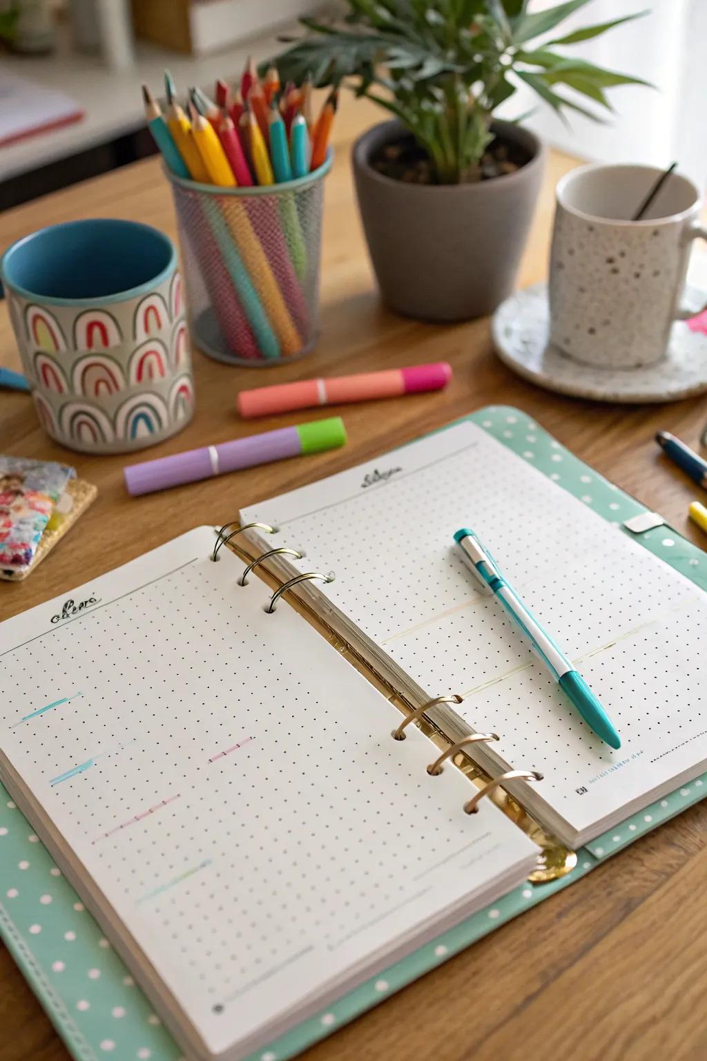 Bullet journal folder for plans.